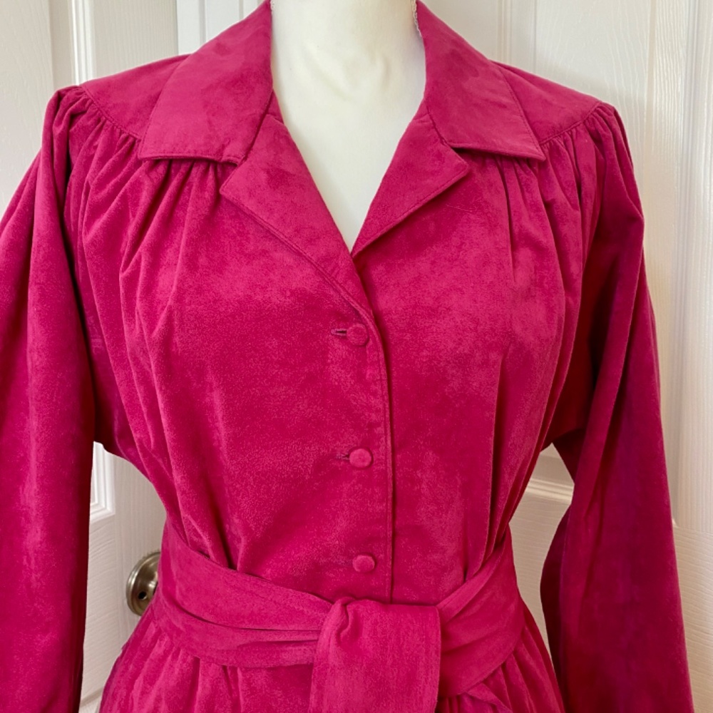 Lilli Ann Vintage Dress 1970s Magenta Dress Raspberry Pink Ultrasuede Minx vibe - Picture 8 of 12